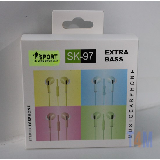 STEREO SK-97 EXTRA BASS EARPHONE ROSA